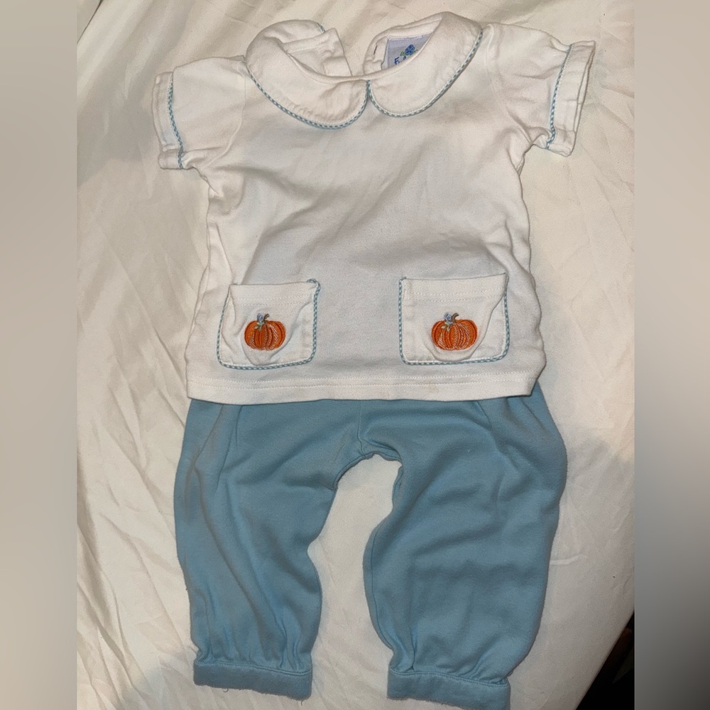 Adorable Kids White and Blue Pumpkin Set